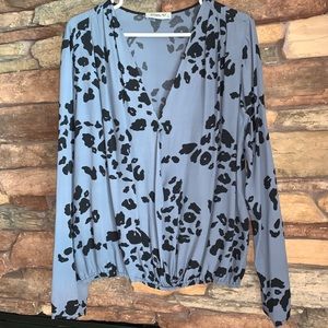 Anthropologie Blouse Animal Print Wrap Top Shirt Sam & Lavi M